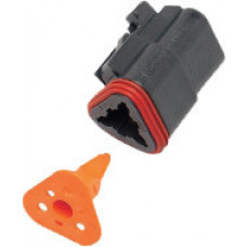 3-WIRE BLACK DEUTSCH PLUG & WDGLCK HD# 72113-94BK