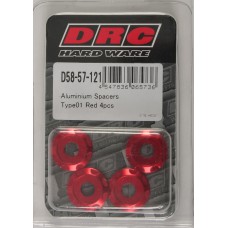 ALUMINUM SPACERS TYPE 1 RED M6X12MM 4/PK