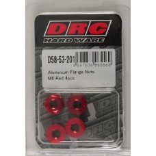 ALUMINUM FLANGE NUTS RED M6X12MM 4/PK