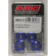 ALUMINUM SPACERS TYPE 2 BLUE M6X12MM 4/PK