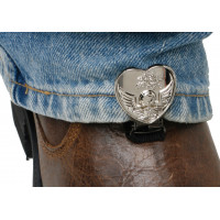 CLIPS FOR STIRRUP/STRAP BOOTS HEART/SKULL CHROME