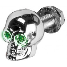 LIGHTED SKULL LIC PLATE SCREW GREEN