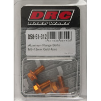 ALUMINUM FLANGE BOLTS GOLD M6X12MM 4/PK