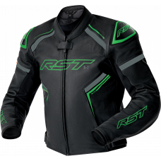 S1 D3O LEATHER JACKET BLK/GRY/FLO GRN 2X