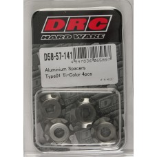 ALUMINUM SPACERS TYPE 1 TITANIUM M6X12MM 4/PK