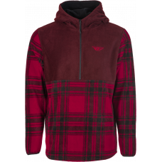 FLY HALF ZIP PULLOVER HOODIE RED PLAID 2X