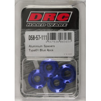ALUMINUM SPACERS TYPE 1 BLUE M6X12MM 4/PK