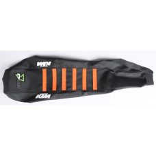 SEAT COVER BLACK/ORANGE W/RIBS