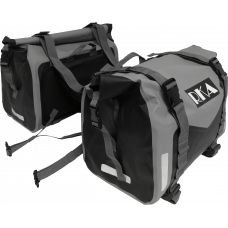 RUGGED MOTORCYCLE SADDLEBAGS 30L EA BLACK/GREY PAIR