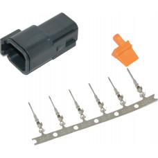DEUTSCH DTM 6-PIN BLK RECEPTCL W/6 TRMNLS/WDGLCK HD74106-98BK