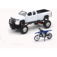 REPLICA 1:43 TRUCK/RACE BIKE CHEVY WHITE/YAMAHA BIKE BLUE