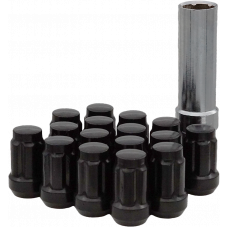 16/PK 12MMX1.25 TAPERED LUG NUTS 60 SPLINED BLACK