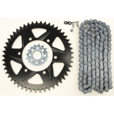 SPROCKET/CHAIN KIT STL/ALU 16/49T BLK RX3 520-120L BLK