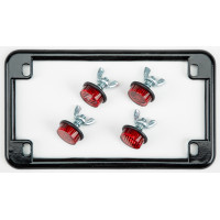 LICENSE PLATE FRAME W/4 RED REFLECTORS BLACK