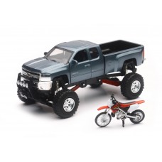 REPLICA 1:43 TRUCK/RACE BIKE CHEVY GREY/HONDA BIKE RED