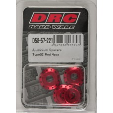 ALUMINUM SPACERS TYPE 2 RED M6X12MM 4/PK