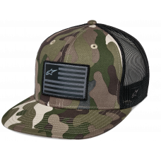FLAG FLAT TRUCKER HAT GREEN CAMO/ BLACK