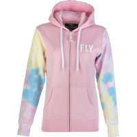 WOMEN'S FLY TIE-DYE ZIP UP HOODIE PINK/YELLOW/BLUE 2X