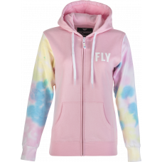 WOMEN'S FLY TIE-DYE ZIP UP HOODIE PINK/YELLOW/BLUE 2X