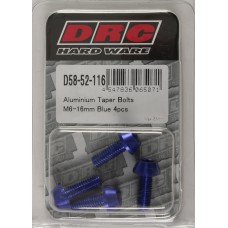 ALUMINUM TAPER BOLTS BLUE M6X16MM 4/PK