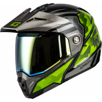 MD-74 STRIKER MODULAR HELMET W GLD SHLD BLK/SLVR/GRN MTLC 2X MD-74 STRIKER MODULAR HELMET W GLD SHLD BLK/SLVR/GRN MTLC 2X