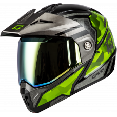 MD-74 STRIKER MODULAR HELMET W GLD SHLD BLK/SLVR/GRN MTLC 2X