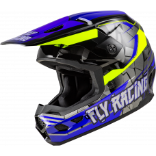 YOUTH KINETIC SCORCHED HELMET BLUE/GREY/HI-VIS YS