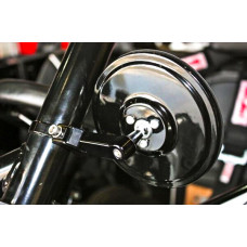 ROUND CONVEX GLASS BILLET ARM SIDE MIRROR BLACK 5