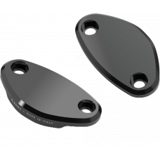 MIRROR BLOCK OFF PLATES PAIR BLACK KAW