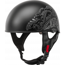 HH-65 HALF HELMET ROSE NAKED MATTE BLACK/SILVER LG
