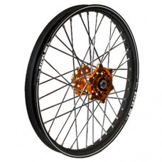 FRONT WHEEL 1.60 X 21 ORANGE HUB BLACK RIM