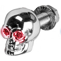 LIGHTED SKULL LIC PLATE SCREW RED