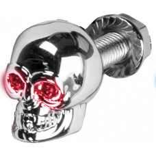LIGHTED SKULL LIC PLATE SCREW RED