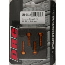 ALUMINUM FLANGE BOLTS GOLD M6X20MM 4/PK ALUMINUM FLANGE BOLTS GOLD M6X20MM 4/PK