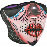 NEOPRENE HALF MASK SUGAR SKULL/PURPLE REVERSIBLE