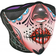NEOPRENE HALF MASK SUGAR SKULL/PURPLE REVERSIBLE NEOPRENE HALF MASK SUGAR SKULL/PURPLE REVERSIBLE