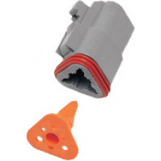 3-WIRE GREY DEUTSCH PLUG & WDGLCK HD# 72133-94GY
