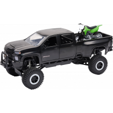 1:20 SCALE CHEVROLET 3500 HD OFFROAD PICKUP W/GRN DIRT BIKE