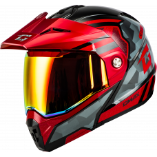 MD-74 STRIKER MODULAR HELMET W RED SHIELD BLK/GRY/RD MTLC 2X