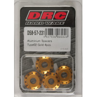 ALUMINUM SPACERS TYPE 2 GOLD M6X12MM 4/PK