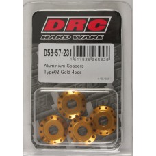 ALUMINUM SPACERS TYPE 2 GOLD M6X12MM 4/PK