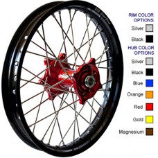 FRONT WHEEL 1.60 X 21 ORANGE HUB BLACK RIM