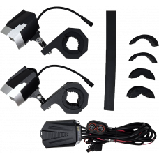 DUAL SWITCHBACK LED LIGHTS SILVER/BLK WIRED REMOTE PR