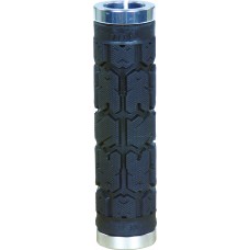 ROGUE NO FLANGE LOCK-ON GRIPS BLACK/SILVER 130MM