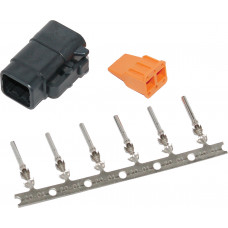 DEUTSCH DTM 6-PIN BLACK PLUG W/6 TRMNLS/WDGLCK HD74116-98BK