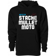 STACHE MULLET MOTO YTH HOODIE BLACK YL
