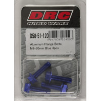 ALUMINUM FLANGE BOLTS BLUE M6X20MM 4/PK