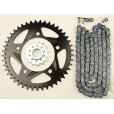SPROCKET/CHAIN KIT STL/ALU 15/45T BLK RX3 520-108L BLK