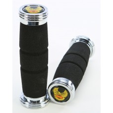 ROADHAWK GRIPS BLACK W/CHROME END CAP 7/8