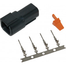 DEUTSCH DTM 4-PIN BLK RECEPTCL W/4 TRMNLS/WDGLCK HD74104-98BK